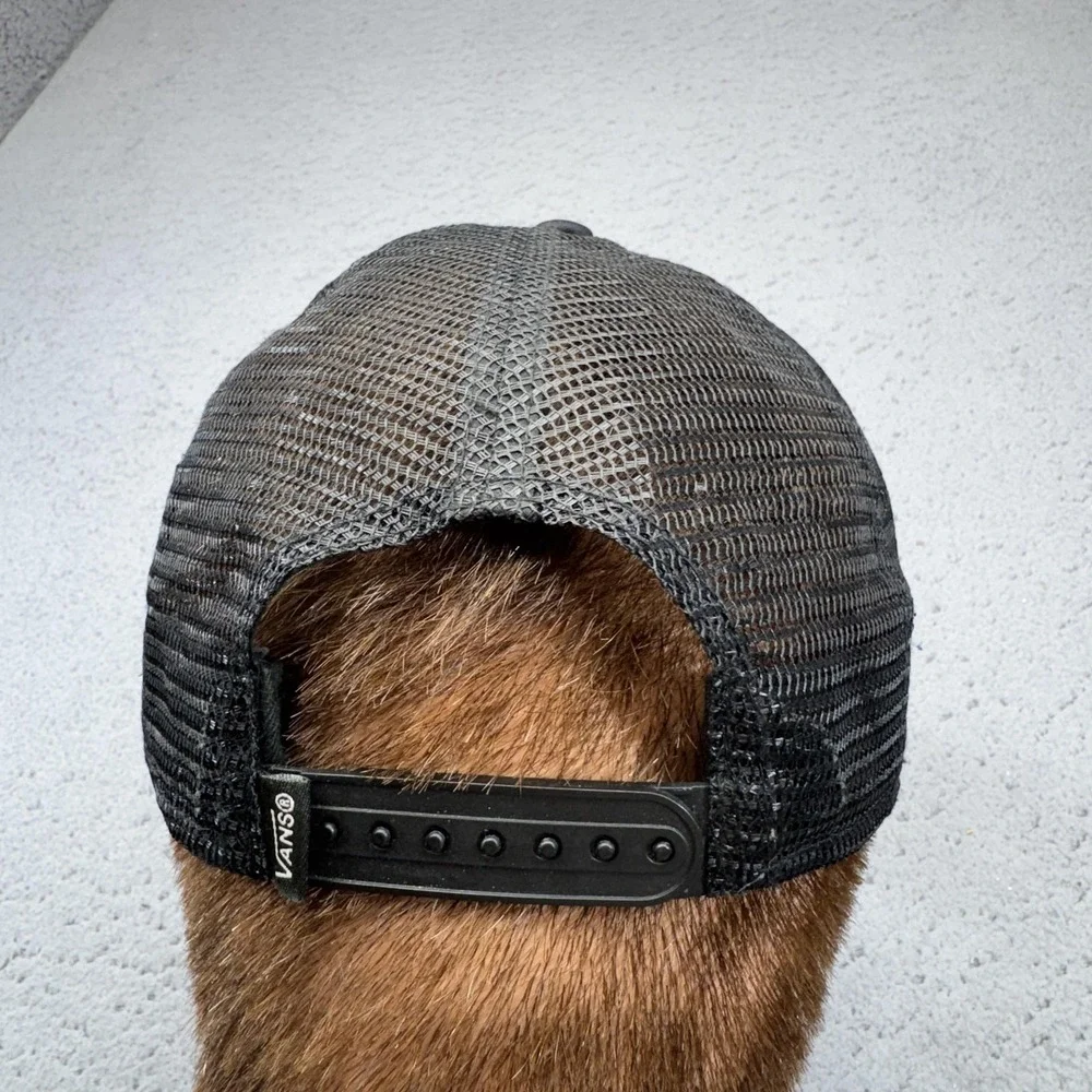 Vintage‎ VANS Hat Cap Snap Back Black Mesh Trucker Half Cab 1992 90s Logo Mens